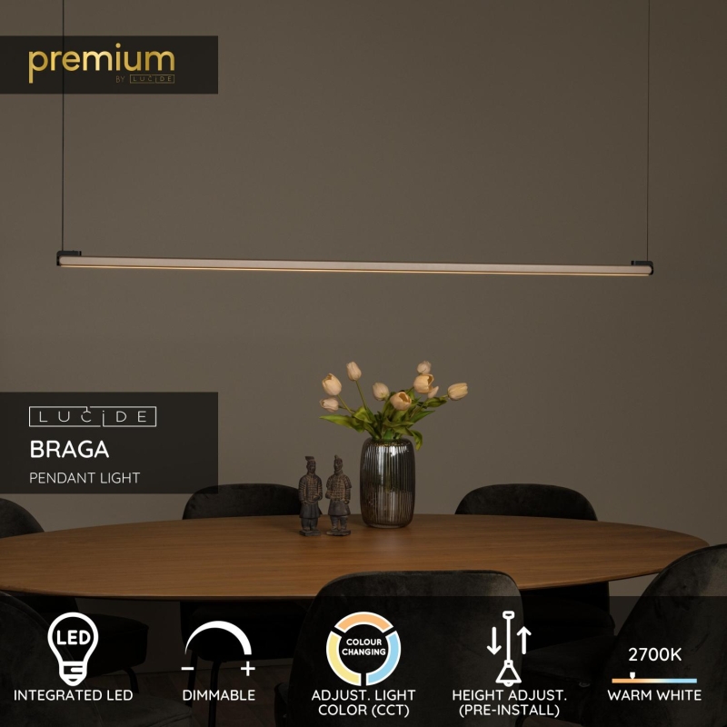 Lucide BRAGA - Závesné svietidlo - LED Dim. - 1x36W 2700K/4000K - Káv